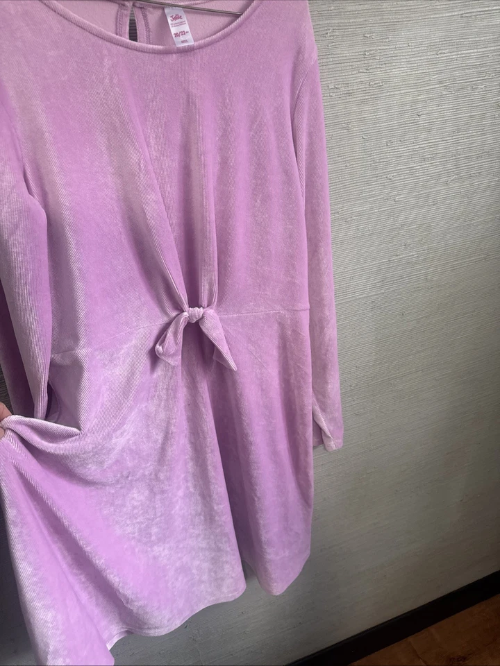 Новый с Ярлыками Justice 20/22 розовый вельвет эластичной узел переднее платье праздничное платье - Изображение 3 из 4