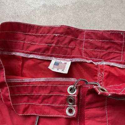Vintage Birdwell Beach Britches Board Shorts Red USA Surf