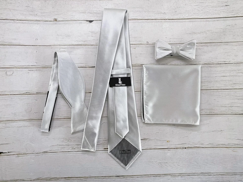 Gravata borboleta de cetim autoamarrada smoking sólido laço ajustável para adultos - Imagem 3 de 4