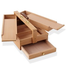Wooden Multi-Function Artist Tool and Brush Storage Box - Beechwood Art Suppl...