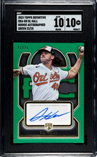 2023 Topps Definitive Collection Definitive Rookie Auto Green DL Hall /25 SGC 10