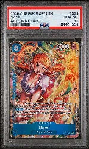 One Piece Op11-A Fist Of Divine Speed Nami #054 Alternate Art PSA 10