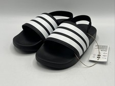 Adidas Adilette Estrap Kids Size 13 Black White Slides with Heel Strap New