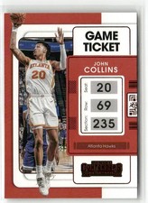 John Collins 2021-22 Panini Contenders Red Game Ticket Atlanta Hawks #14