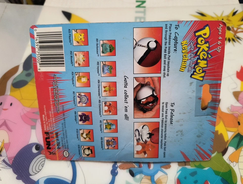 Pokemon Meowth 公仔 Poke Ball 基本乐趣钥匙扣 复古 实际图片 密封 全新 — 第 3/4 张图片