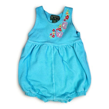 Vintage The Childrens Place Baby Bubble Romper 6 9 M Blue Butterfly Floral 90s