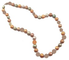 Pearl Necklace 16" Multi Color Beads Formal Casual Classic Lovely Lady Jewelry