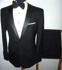 MOSS BROS Tuxedo Dinner Suit Black Wool Mix 42 R Evening Jacket Trousers W34 L31