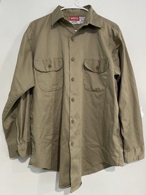 Vintage 1960 s Tuf-Nut Khaki Button Down Workwear Shirt Size Extra Large