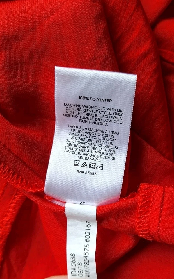 Express Red Ruffle Faux Wrap Mini Dress Long Sleeves Stretch Waist Petite Small - Image 4 of 4