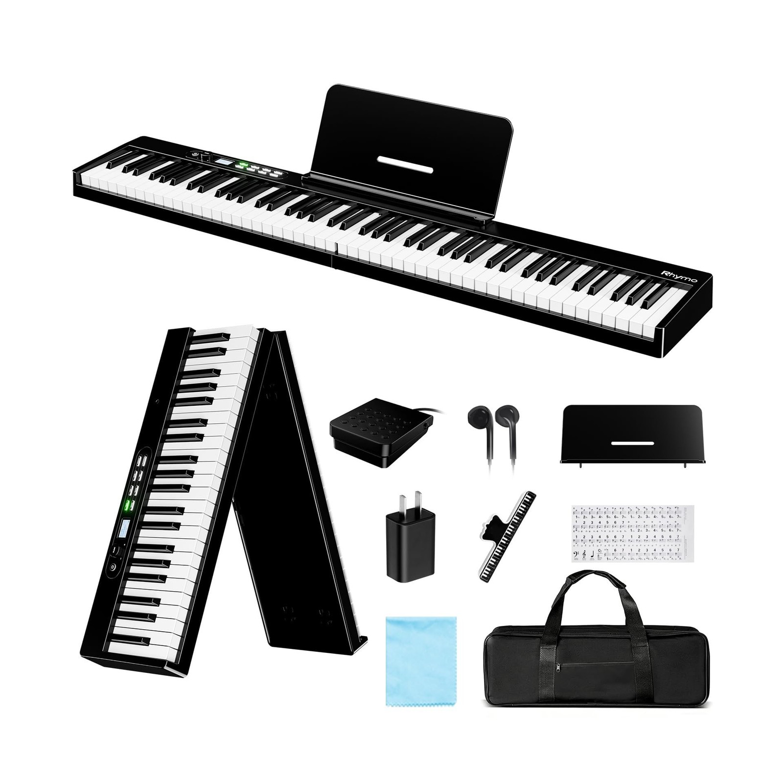 Rhymo 88 Tasti Tastiera Pianoforte Semipesata, Full Size Pieghevole Pianoforte Digitale per...