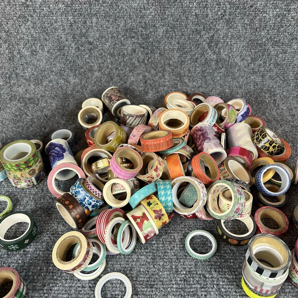 Huge Washi Tape Lot Mixed Designs Craft Scrapbook Journal DIY Supplies Used - Image 2 of 4