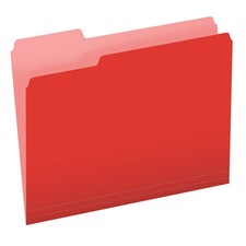 Pendaflex Two-Tone Color File Folders, Letter Size, Red, 1/3 Cut, 1 Box, Red