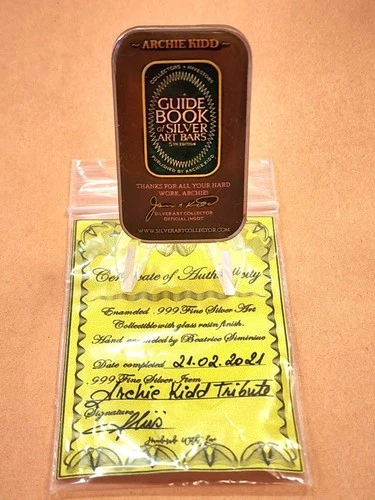 Archie Kidd Tribute Hand Enameled Reflective Purple & Green 1 Oz .999 Silver Bar