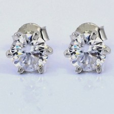 Round Shape 5.50Cts. Certified White Diamond Studs In 925 Silver - Tariff Free