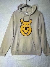 Disney Winnie the Pooh Hoodie Sweatshirt Women's Medium Beige Pullover Fleece