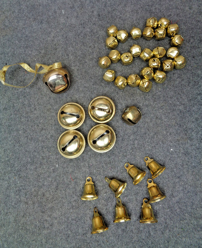 Lot of 40 Shiny Gold Metal Jingle Bells for Christmas Crafts Assorted