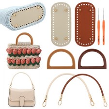 DIY Bags Making Supplies Kit, 4 PU Leather Purse Bottoms 4 Braided Purse-Handle