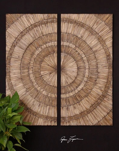2 Panel Naturlal Wood Wall Art - Picture 1 of 1