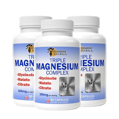 Sunshine Naturals Supplement. Triple Magnesium Complex 300mg. Pack of 3