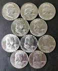 Bag of 10 50c Franklin Silver Half Dollars