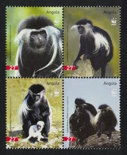 Angola WWF Colobus Monkey 4v Block of 4 2004 MNH SG#1717-1720 MI#1745-1748