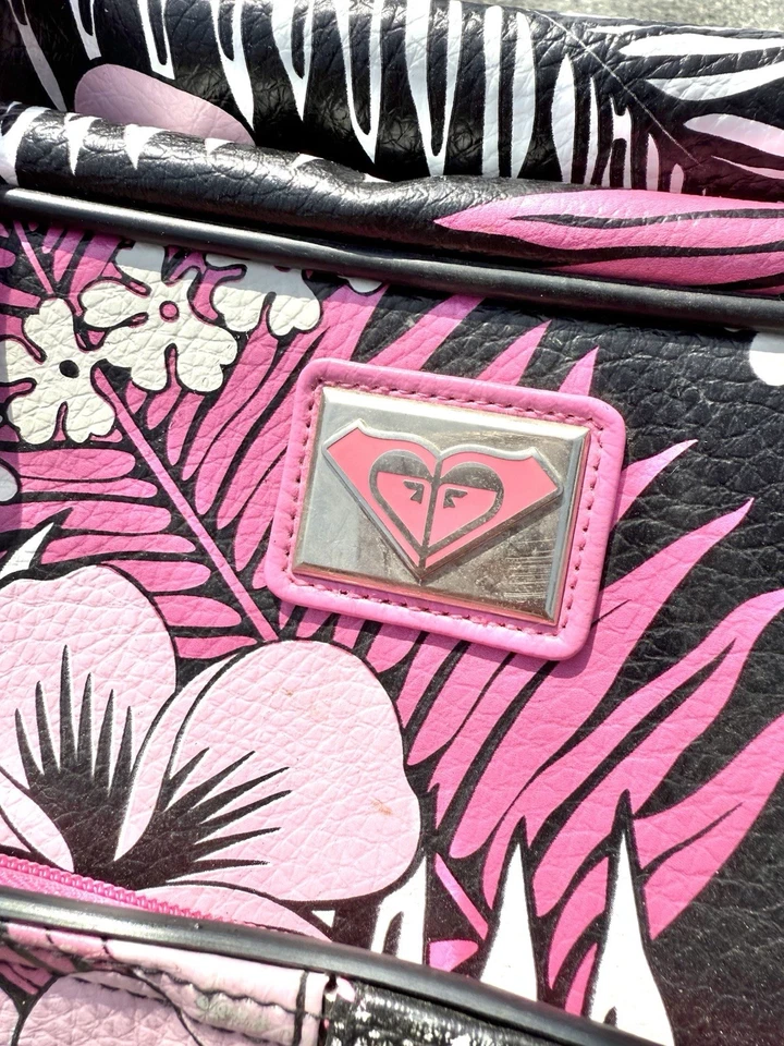 Maleta Floral Tropical Rosa Caliente De Colección Y2K Años 90 Equipaje Bolsa de Lona Foto 3 de 4