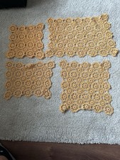 Vintage Handarbeit Häkelspitze Baumwolle Deckchen Set