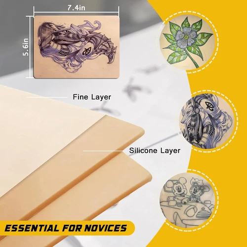 3Pcs 3Mm Thick Tattoo Practice Skin, 7.4 X 5.6 Inch Double-Sided Soft Silicone F image 6