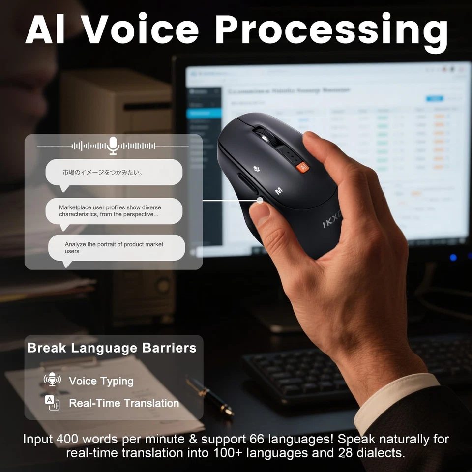 AI Wireless Mouse for PC Laptop Bluetooth Mouse with AI Assistants & Voice Ty... - Image 2 of 4
