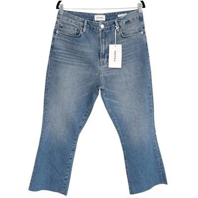 FRAME Le Super High Crop Mini Boot Jeans NWT Women's 31 High Rise Raw Hem