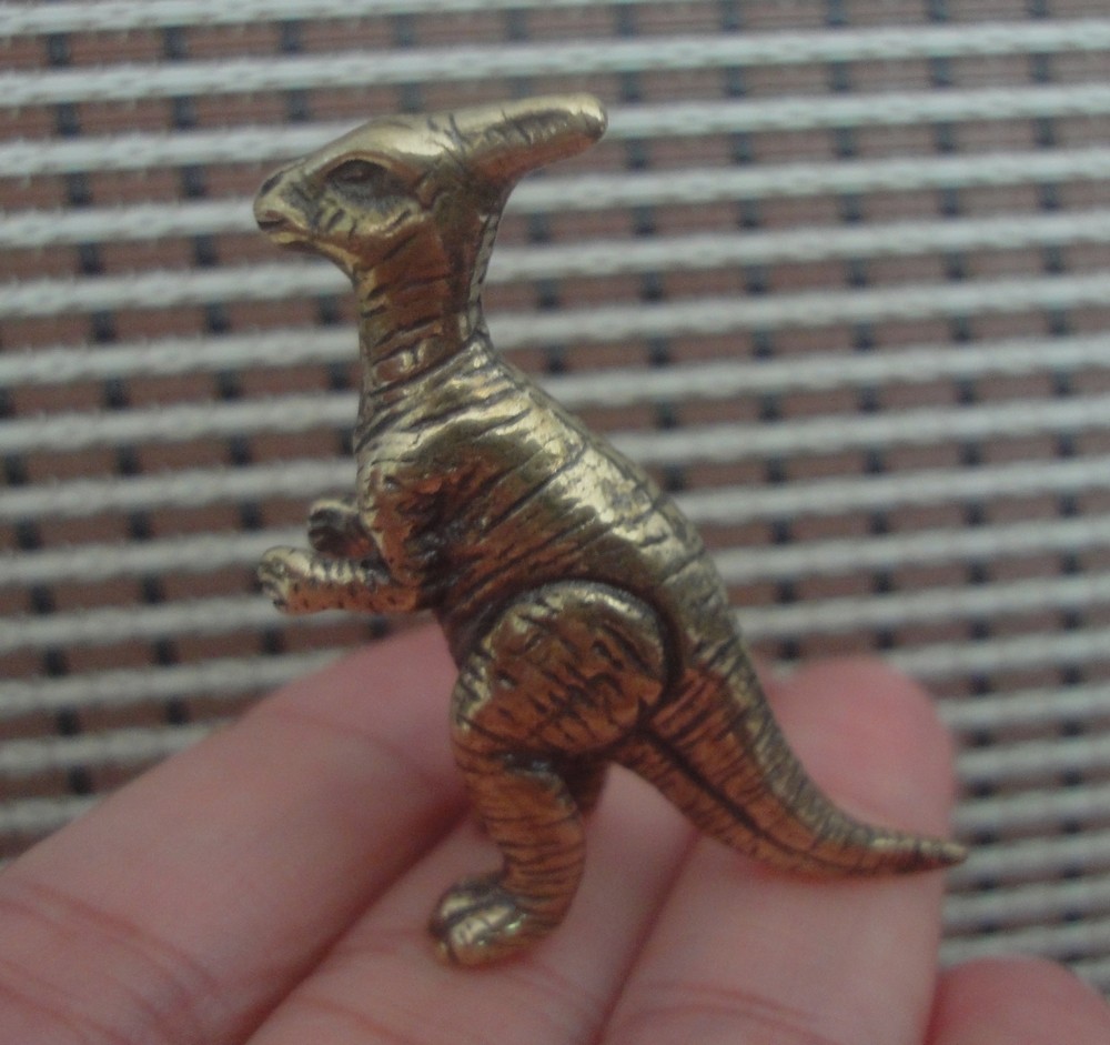 Brass Single Horn Dinosaur Figurine Vintage Style Home Decor Statue