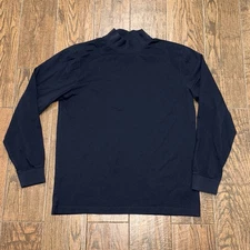 Mens LL Bean Navy Blue Longsleeve Pullover Mock T Shirt Size. Medium