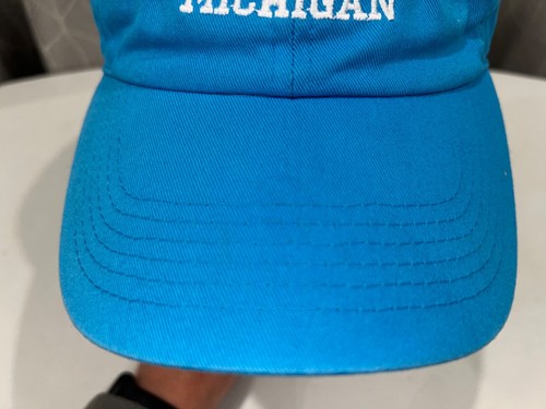 Higgins Lake Est 1953 Cotton Dark Aqua Hat Strap buckle White Embroidery EUC - Picture 3 of 9