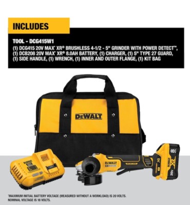 DeWALT DCG415W1 20V MAX XR 4-1/2 - 5'' Angle Grinder Kit (Battery + Charger)