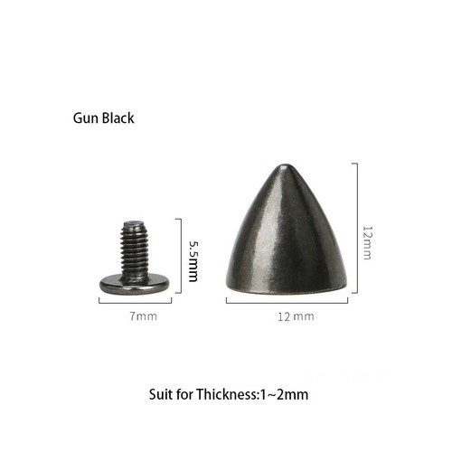 100x 12mm Cone Spots Metal Studs Leathercraft Rivets Bullet Punk Spike - Picture 6 of 10
