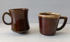 Vintage Hull Oven Proof Pottery Brown Drip Glaze Coffee Mugs, USA