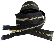 YKK 7 37" - 48" Brass Metal Heavy Duty Separating Jacket Zippers BLACK