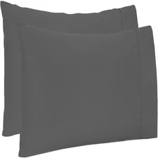 4 PCs Pillow Case Set 800 TC 100% Cotton Gray Solid Queen Size
