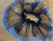 Home made  3 t  Black Tutu Black and white Checkered Ribbon Trim Girls 9  tutu