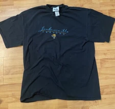 NFL Jacksonville Jaguars Logo Black Blue T-Shirt Embroidered Women’s XL DUVAL