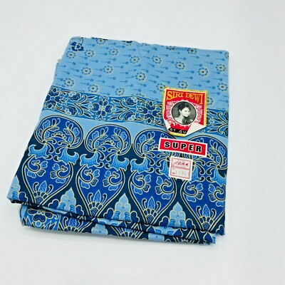 Original Thai Cotton Fabric Siri Dewi Super Blues Geometric 2.11 Yards Thailand