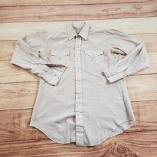 VINTAGE H Bar C Shirt Mens Medium 15 White Pearl Snap Western Outdoor Adult 