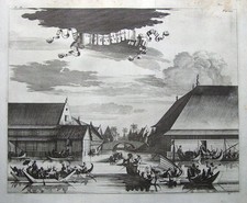 Antique Print JAKARTA SLAUGHTER  HOUSE, JAVA,INDONESIA Original Engraving 1744.