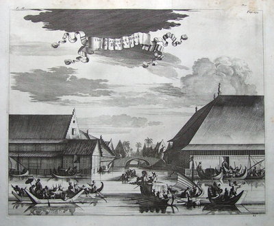 Antiker Druck JAKARTA SCHLACHTHAUS, JAVA, INDONESIEN Originalstich 1744.