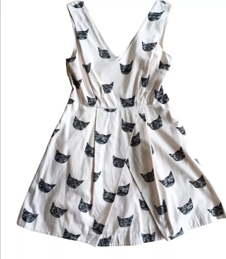 13. Anthropologie Leah Reena Goren Cat Dress Party black white cocktail 4
