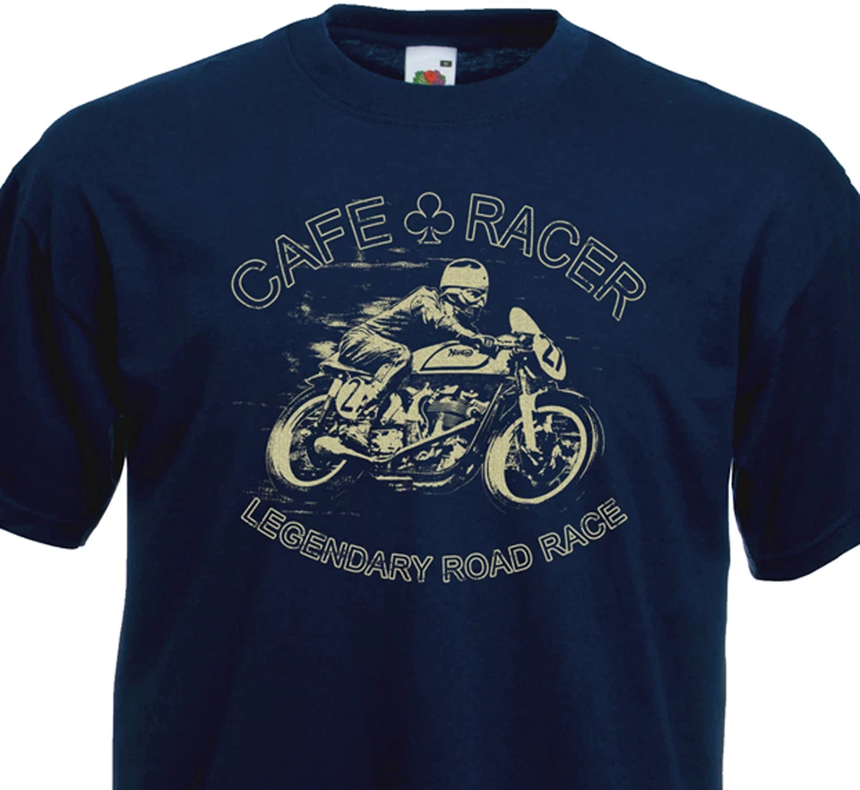 FRUIT OF THE LOOM T-SHIRT CAFE RACER Legendary Road Race Racing Vintage Motorcycle Retro Motard