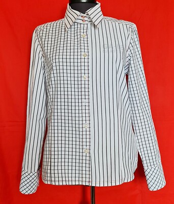 AUTHENTIC GAASTRA NAUTICAL LOGO STRIPED BLUE COTTON WOMENS BLOUSE US 14 EU 42