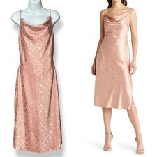 Lulus Dress Cowl Neck Pink Floral Print Iridescent Size Small Midi Side Slit