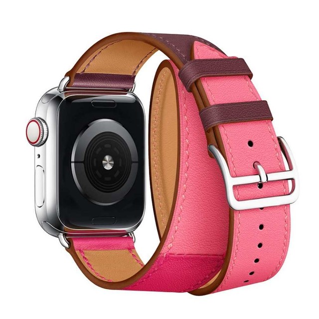Hermes Apple Watch Double Tour Bordeaux Rose Extreme Rose Azalee 40mm
